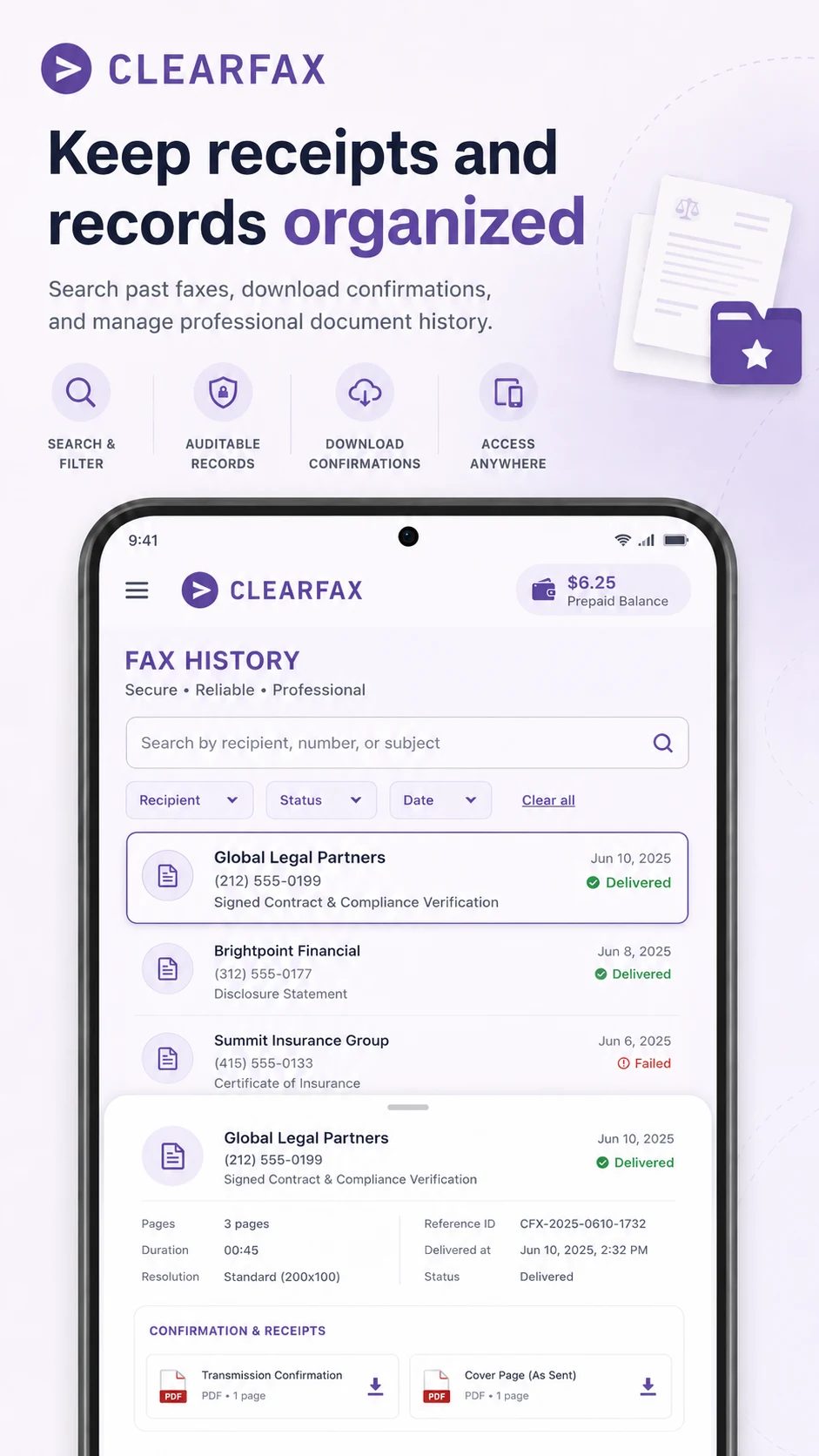 ClearFax Pro: Business Fax screenshot
