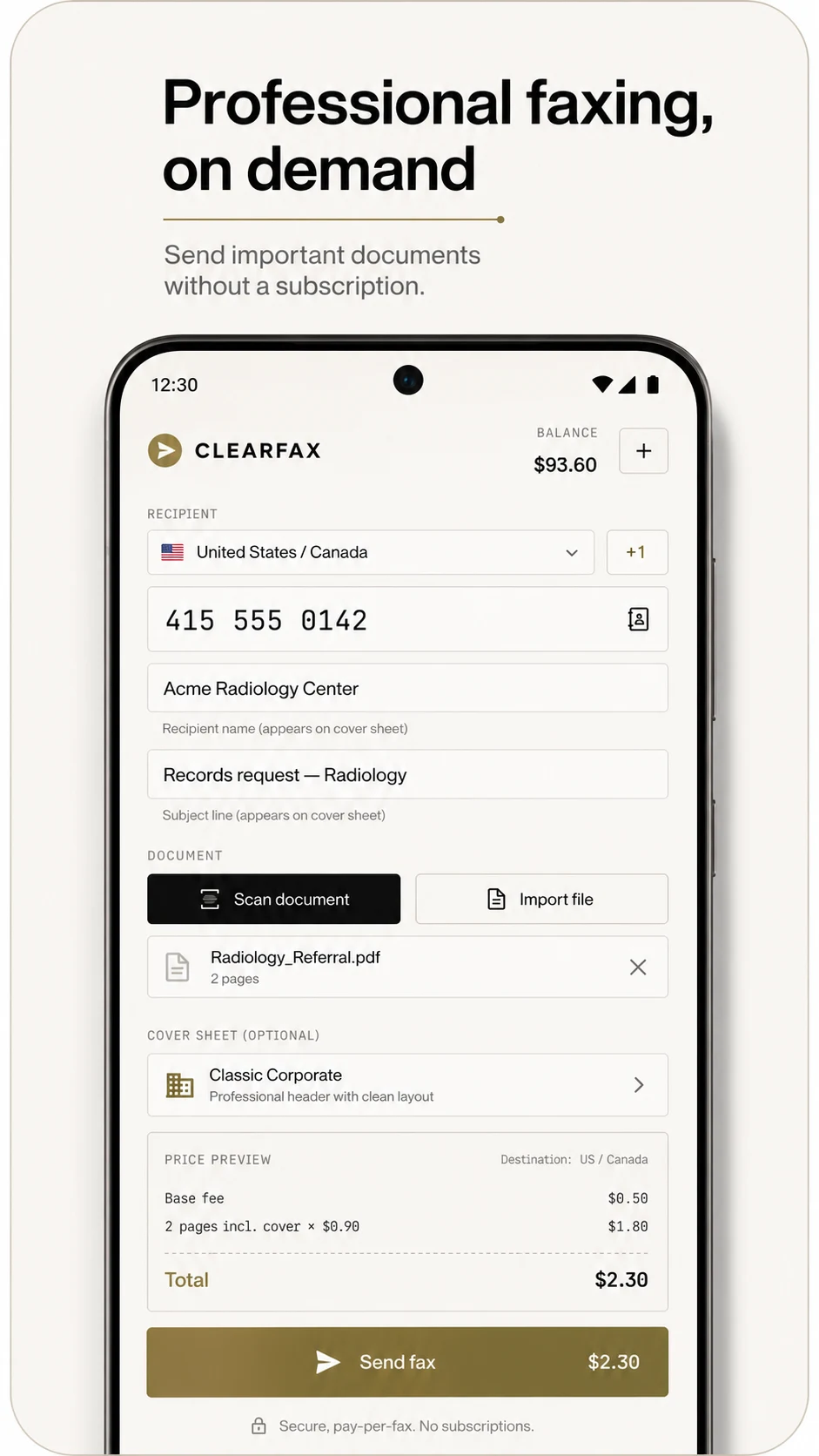 ClearFax Pro: Business Fax screenshot